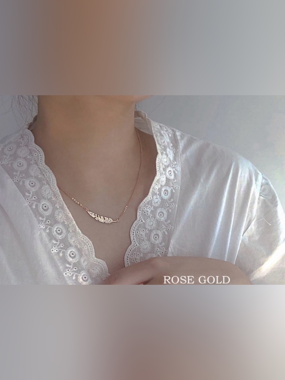 Rose Gold Feather Pendant Necklace - Delicate Women’s Jewelry